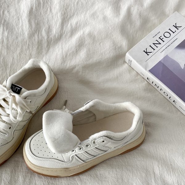 Women's Retro Thick-Soled White Sneakers - 2025 Spring Sports Casual Shoes, Versatile Design for Everyday Style