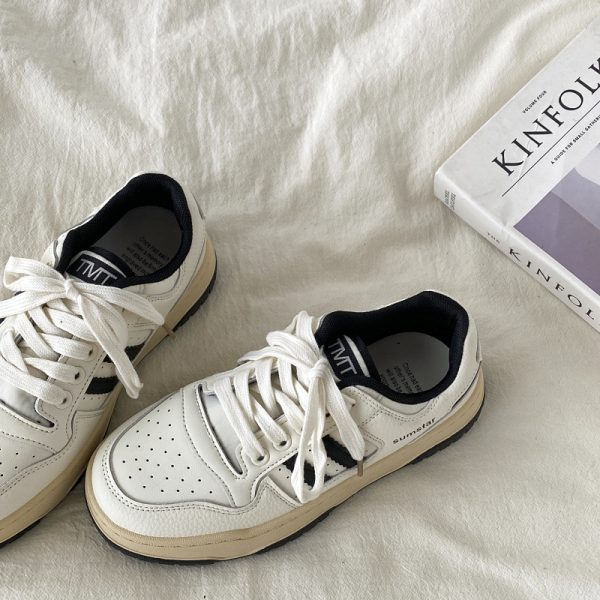 Women's Retro Thick-Soled White Sneakers - 2025 Spring Sports Casual Shoes, Versatile Design for Everyday Style