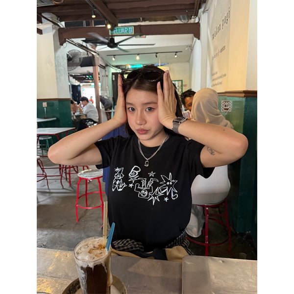 Women's Round Neck Printed Short Sleeve T-Shirt - Casual Loose Fit Summer Top, Versatile Style for Everyday Wear