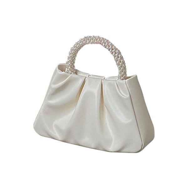 Women's Spring Summer Ruffled Cloud Bag - French Pearl Handheld Shoulder Crossbody Small Bag