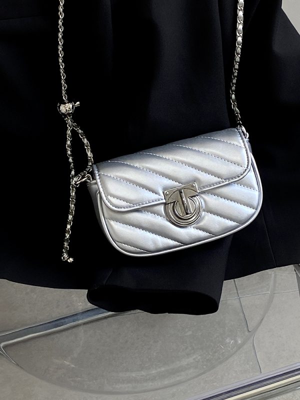 Women's Spring Summer Small Square Bag - Niche Design with Lock Buckle and Chain, Versatile Crossbody & Shoulder Style