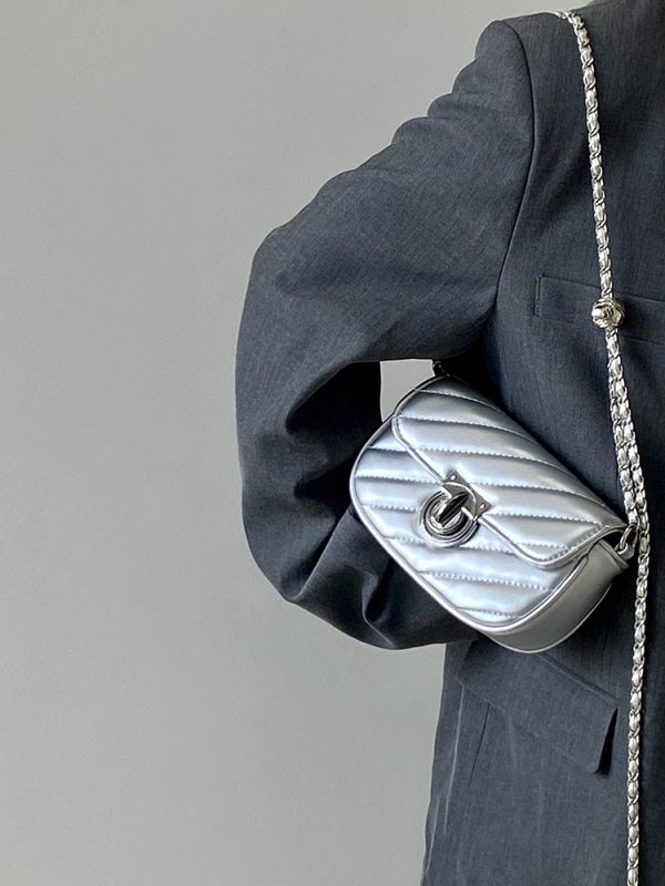 Women's Spring Summer Small Square Bag - Niche Design with Lock Buckle and Chain, Versatile Crossbody & Shoulder Style
