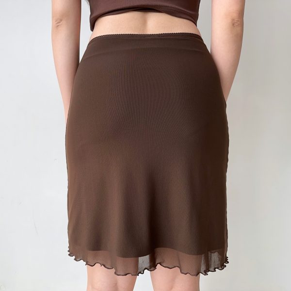 Women's Summer Bodycon Skirt - Retro Solid Color Lace Mesh Mini Skirt, European American Style, Y2K Fashion