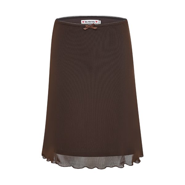 Women's Summer Bodycon Skirt - Retro Solid Color Lace Mesh Mini Skirt, European American Style, Y2K Fashion