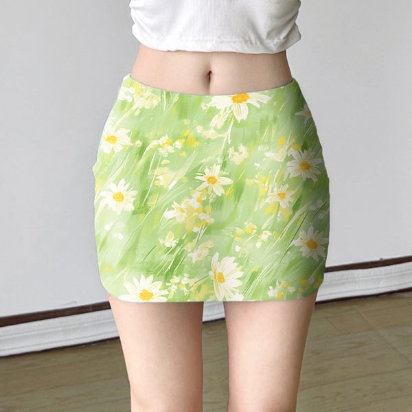 Women's Summer Fun Fruit Picnic Plaid Bodycon Mini Skirt - Low Waist Dopamine Girl Style for Trendy Vibes