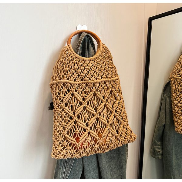 Women's Summer Hollow Woven Tote Bag - Large Capacity Net Straw Beach Vacation Bag 2025