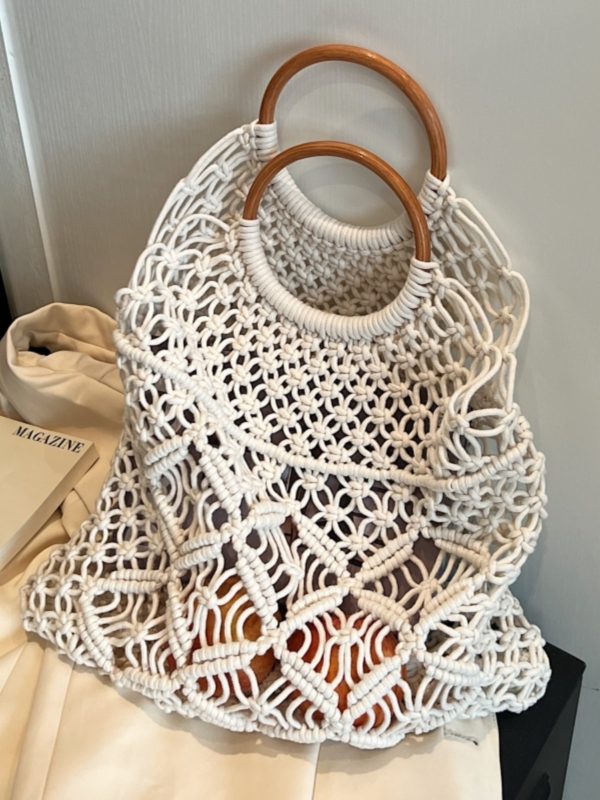 Women's Summer Hollow Woven Tote Bag - Large Capacity Net Straw Beach Vacation Bag 2025