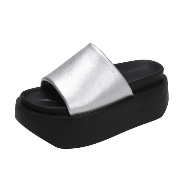 Women's Summer Open-Toe Casual Beach Wedge Slippers - Thick-Soled Height-Increasing Outdoor Shoes for Vacation Style