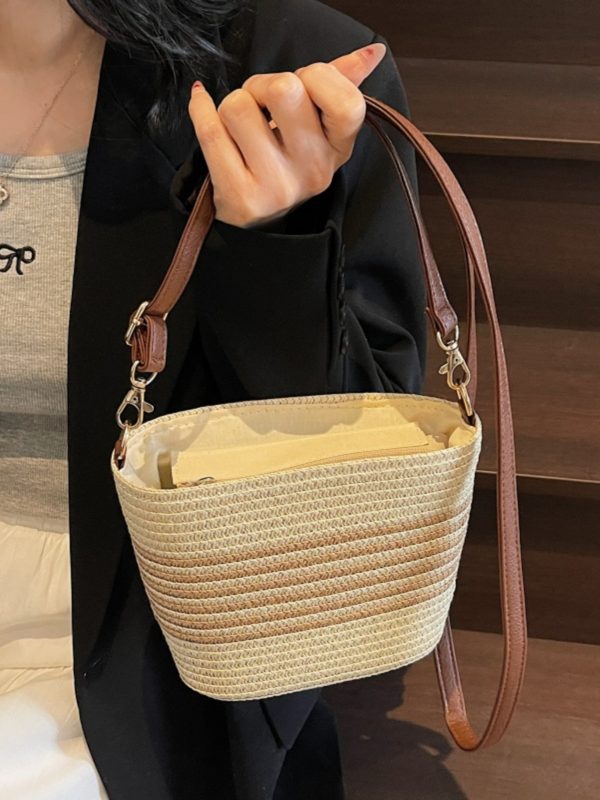 Women's Summer Straw Woven Bucket Bag - Versatile Beach Crossbody Bag for Seaside Vacation - 2025 Trendy Style