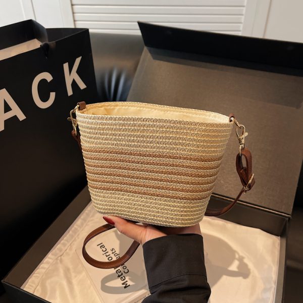 Women's Summer Straw Woven Bucket Bag - Versatile Beach Crossbody Bag for Seaside Vacation - 2025 Trendy Style