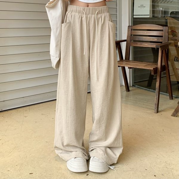 Women's Summer Wide-Leg Casual Pants - Versatile Thin Textured Milk Fiber Draped Design