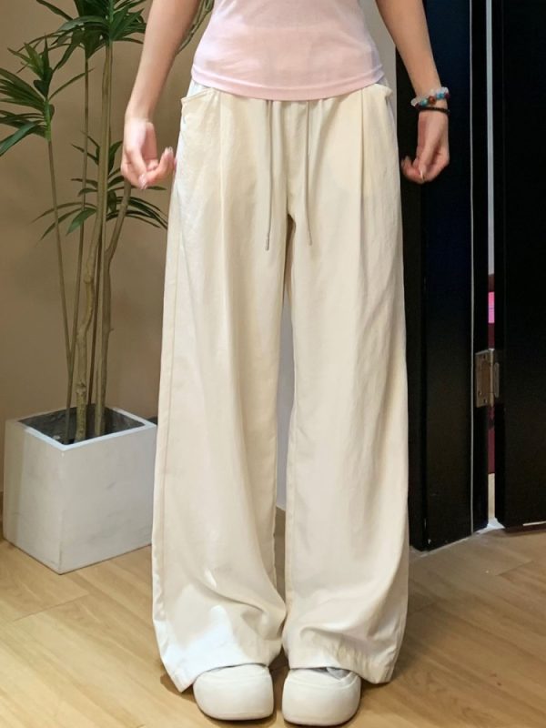 Women's Summer Wide-Leg Casual Pants - Versatile Thin Textured Milk Fiber Draped Design