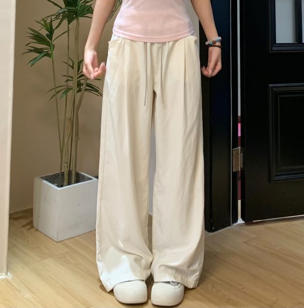 Women's Summer Wide-Leg Casual Pants - Versatile Thin Textured Milk Fiber Draped Design