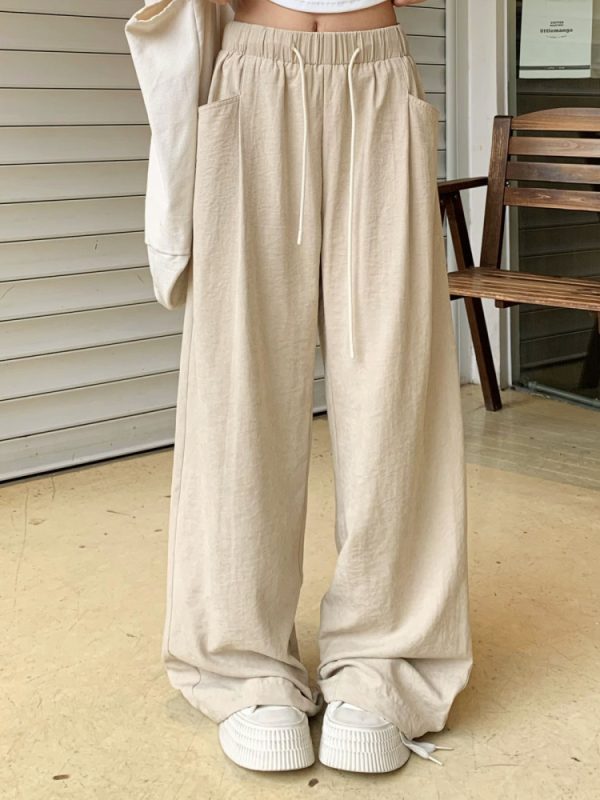 Women's Summer Wide-Leg Casual Pants - Versatile Thin Textured Milk Fiber Draped Design