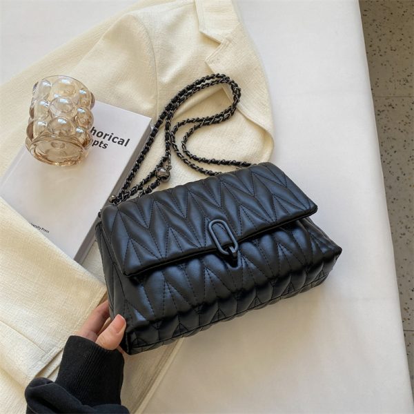 Women's Textured Embroidered Shoulder Bag - Versatile Summer Chain Crossbody Bag for High-End Style 2025