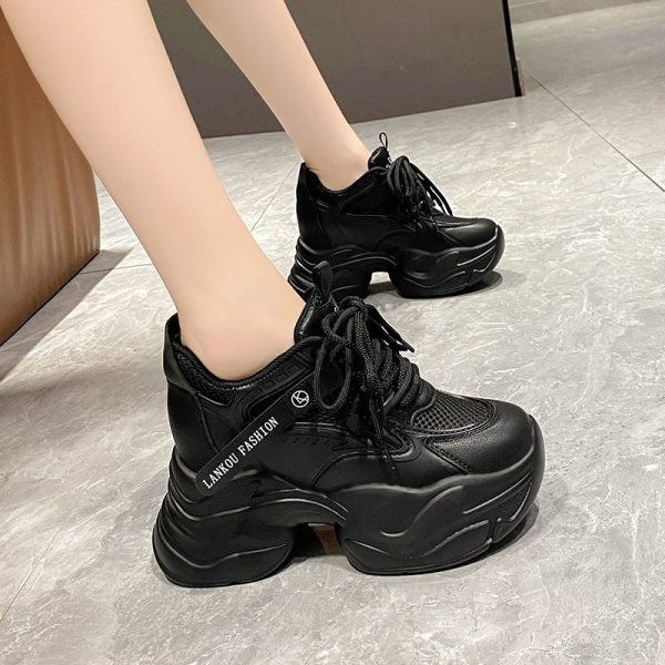Women's Thick-Soled Dad Shoes, 9cm Platform, Breathable Spring 2023 Style, Trendy Small Size White Sneakers