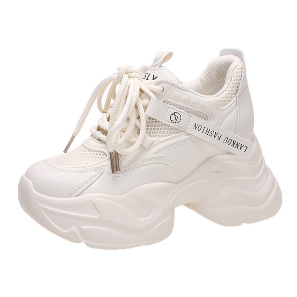 Women's Thick-Soled Dad Shoes, 9cm Platform, Breathable Spring 2023 Style, Trendy Small Size White Sneakers