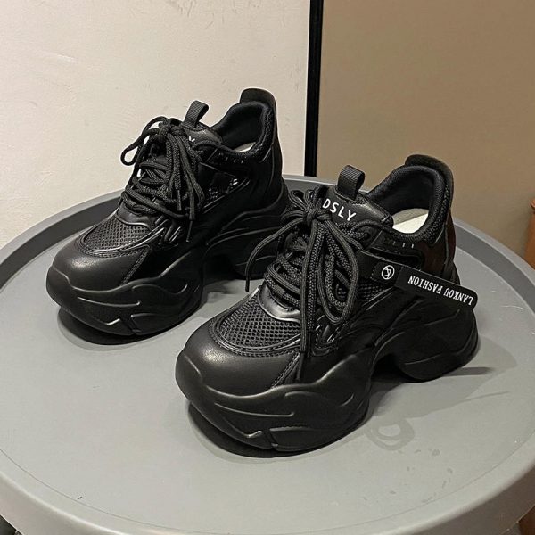 Women's Thick-Soled Dad Shoes, 9cm Platform, Breathable Spring 2023 Style, Trendy Small Size White Sneakers