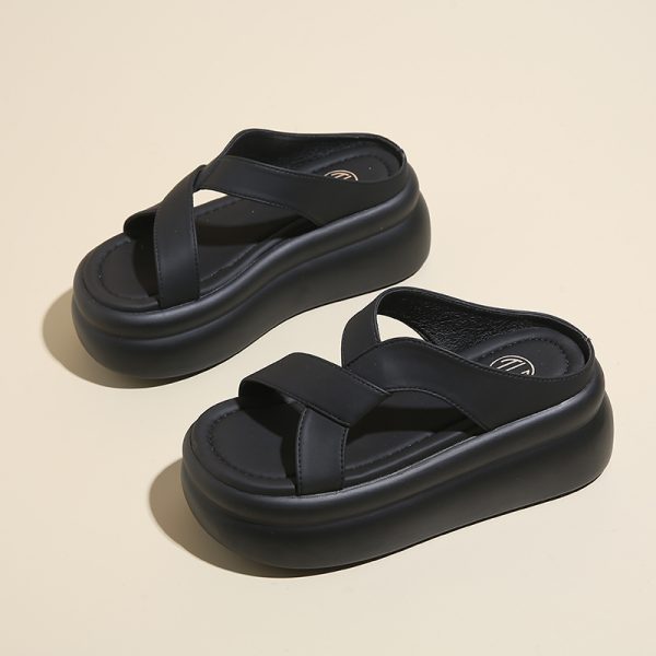 Women's Thick-Soled Platform Sandals - 2025 Summer Style High-Heeled Casual Flip-Flops for Beach Fashion