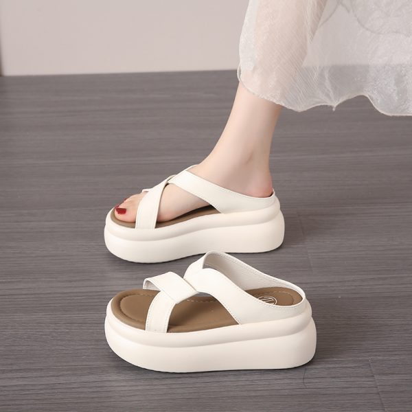 Women's Thick-Soled Platform Sandals - 2025 Summer Style High-Heeled Casual Flip-Flops for Beach Fashion