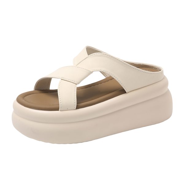 Women's Thick-Soled Platform Sandals - 2025 Summer Style High-Heeled Casual Flip-Flops for Beach Fashion