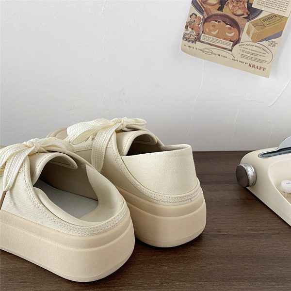 Women's Two-Way Thick-Soled Height-Increasing Canvas Shoes - Spring 2025 Versatile Ugly Cute Big-Head Little White Shoes