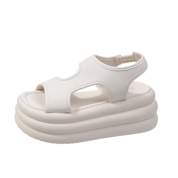 Women's Versatile Open-Toe Thick-Soled Cross-Strap Beach Sandals 2025 Summer Roman Style Soft Sole Elastic Band Footwear