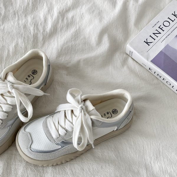 Women's Versatile White Sneakers - Chic Spring 2025 Casual Sports Shoes for Students, Trendy & Comfortable
