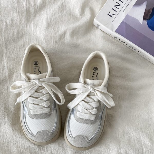 Women's Versatile White Sneakers - Chic Spring 2025 Casual Sports Shoes for Students, Trendy & Comfortable