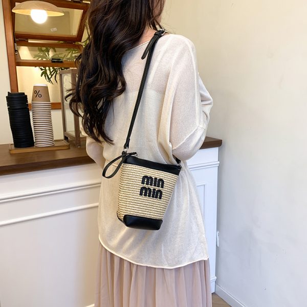 Woven Straw Bucket Bag for Women - Summer Seaside Vacation Crossbody Phone Bag 2025