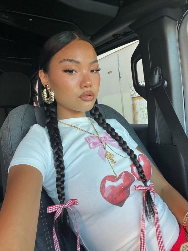 Y2K American Retro Cherry Print Off-Shoulder Short Sleeve Crop Top for Women, Slim Fit, Trendy Fashion Statement