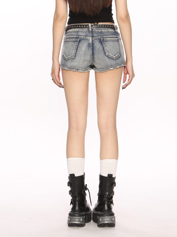 Y2K American Retro Distressed Ultra-Short Denim Skirt for Women - Summer Bodycon Sexy Slim Fit with Lining