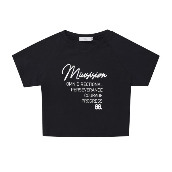 Y2K American Style Shoulder Crop Top for Women - Slim Fit, Short Sleeves, Waist Exposure, Summer Letter Design