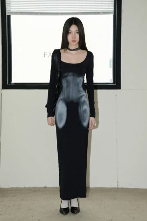 3D Body Print Maxi Dress