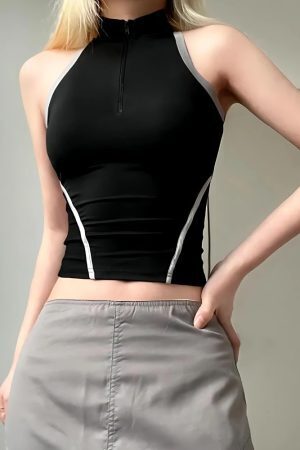 Acubi Open Back Zip-Up Top