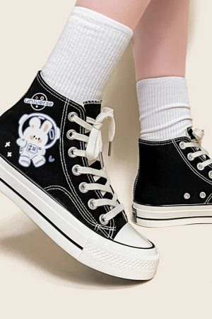 Astronaut Rabbit Lace Up Canvas Shoes