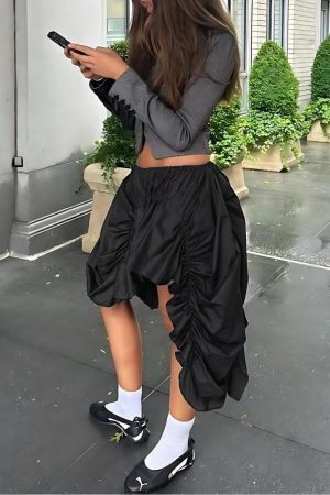 Asymmetric Ruched Mini Skirt
