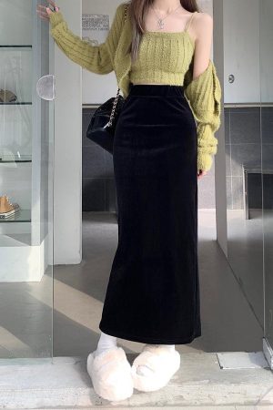 Back Slit Maxi Pencil Skirt