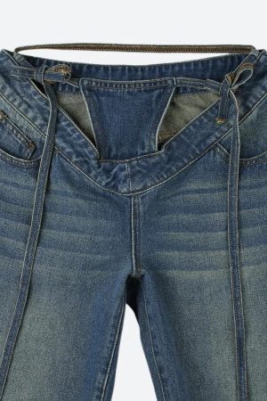 Baddie Cut Out Low Rise Denim Jeans