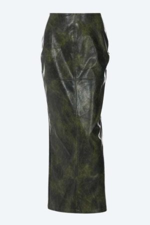 Baddie Leaf Lace Up Split Maxi Skirt