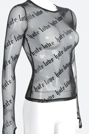 Baddie Love Hate Sheer Mesh Top
