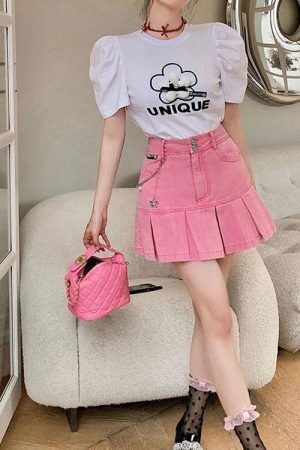 Barbie Pleated Denim Mini Skirt