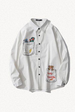 Bear & Skateboard Detailed Shirt