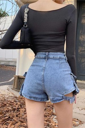 Belt Detail Cargo Denim Shorts