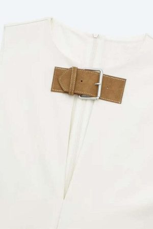 Belted Plunge Neck Mini Dress