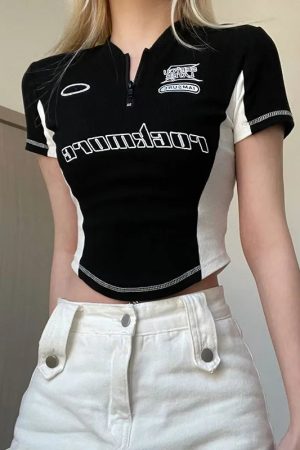 Biker Half Zip-Up Crop Top