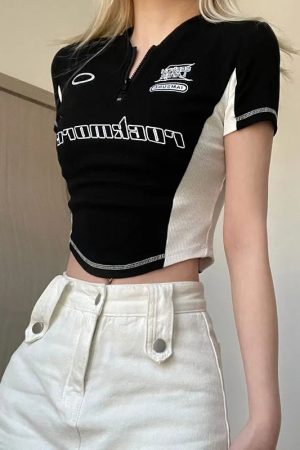 Biker Half Zip-Up Crop Top