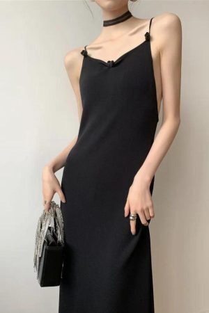 Black Butterfly Back Midi Dress