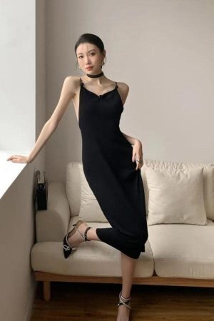 Black Butterfly Back Midi Dress