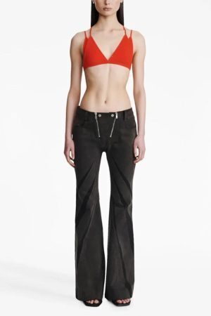 Black Denim Tube Top & Patch Jeans Two Piece Set